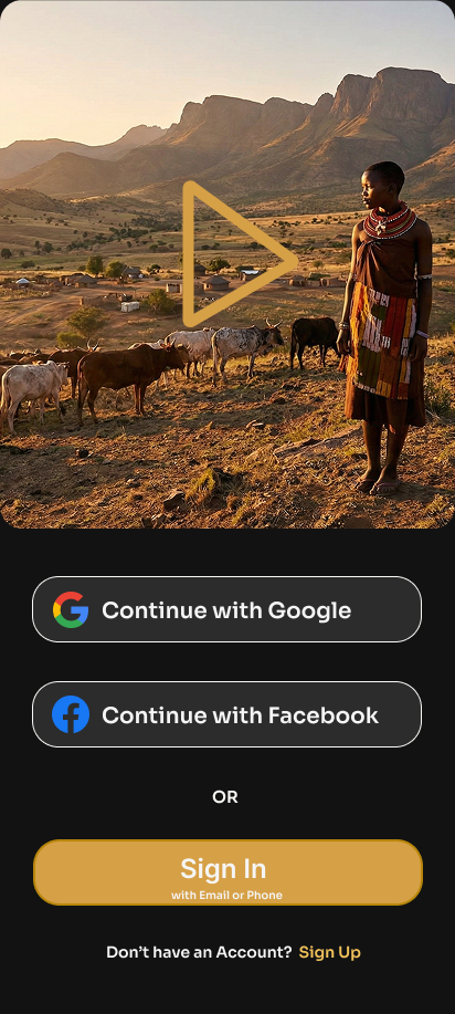 Nhaka TV app home and browse screen